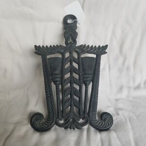 Vintage Cast Iron Trivet, Ornate Design, Rustic Kitchen Decor, Pot Holder brooms